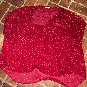 Maurices Burgundy Polka Dot Blouse